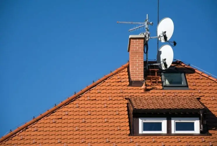 antenna on a roof