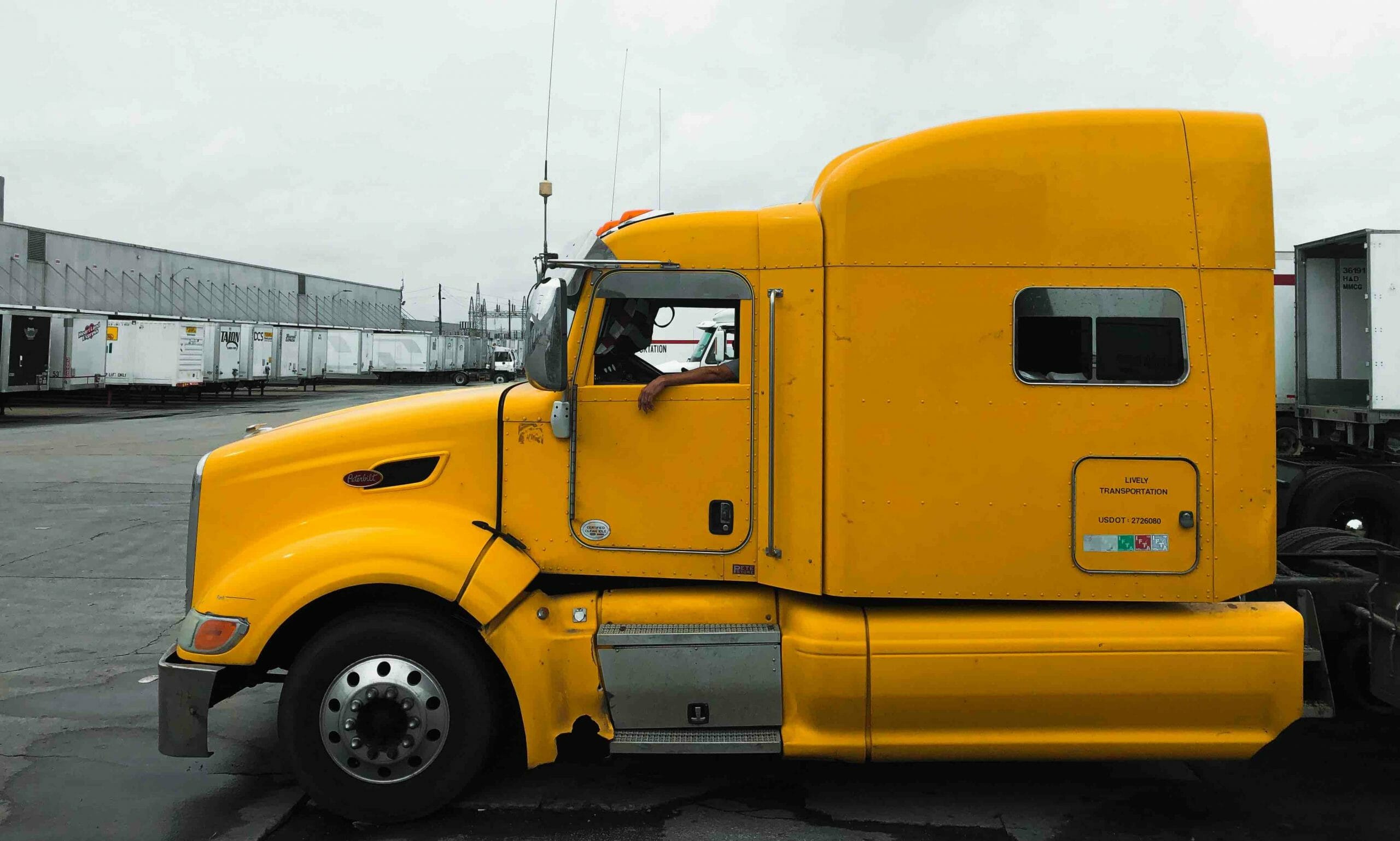 yellow semi truck