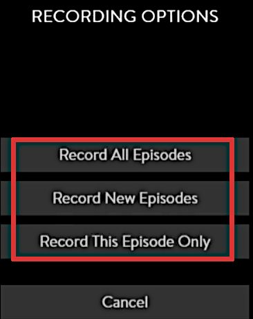 Select a recording option