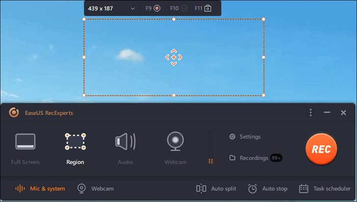 select recording region