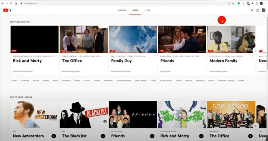 youtube homepage screen