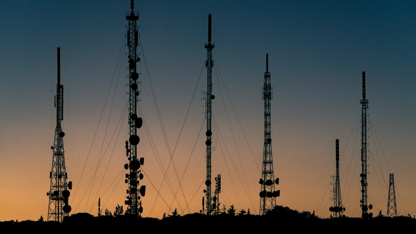 black towers during sunset